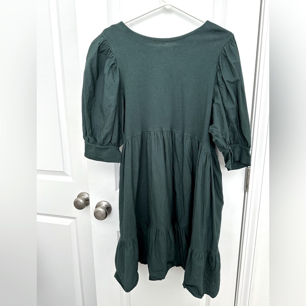Zara Emerald Green Puff Sleeve Dress